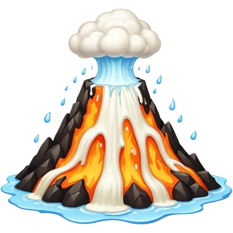 Volcano but with white liquid erupting emoji