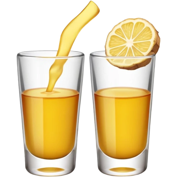 make shot glasss full of a ginger shot yellow  emoji