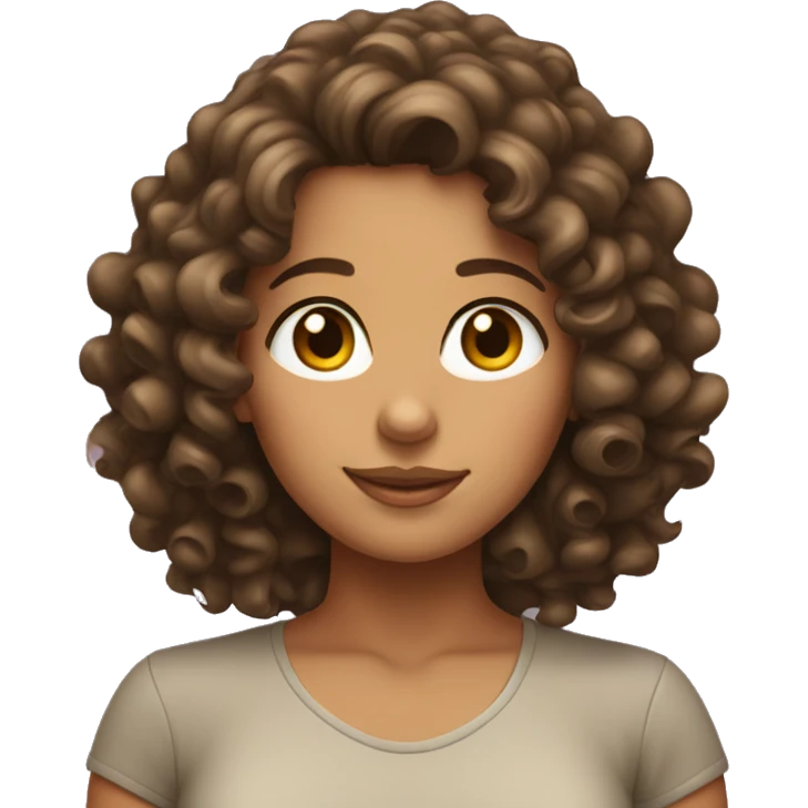 brunette tanned girl with curly hair  emoji