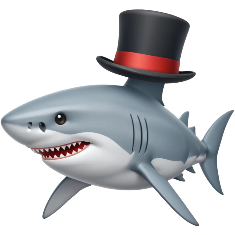 Shark with a top hat emoji
