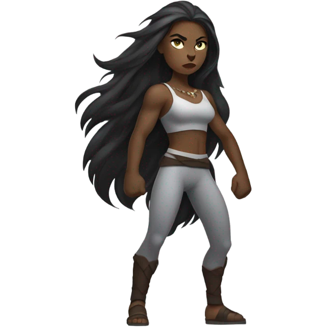 savage catwomen with long hair and white skin full body emoji