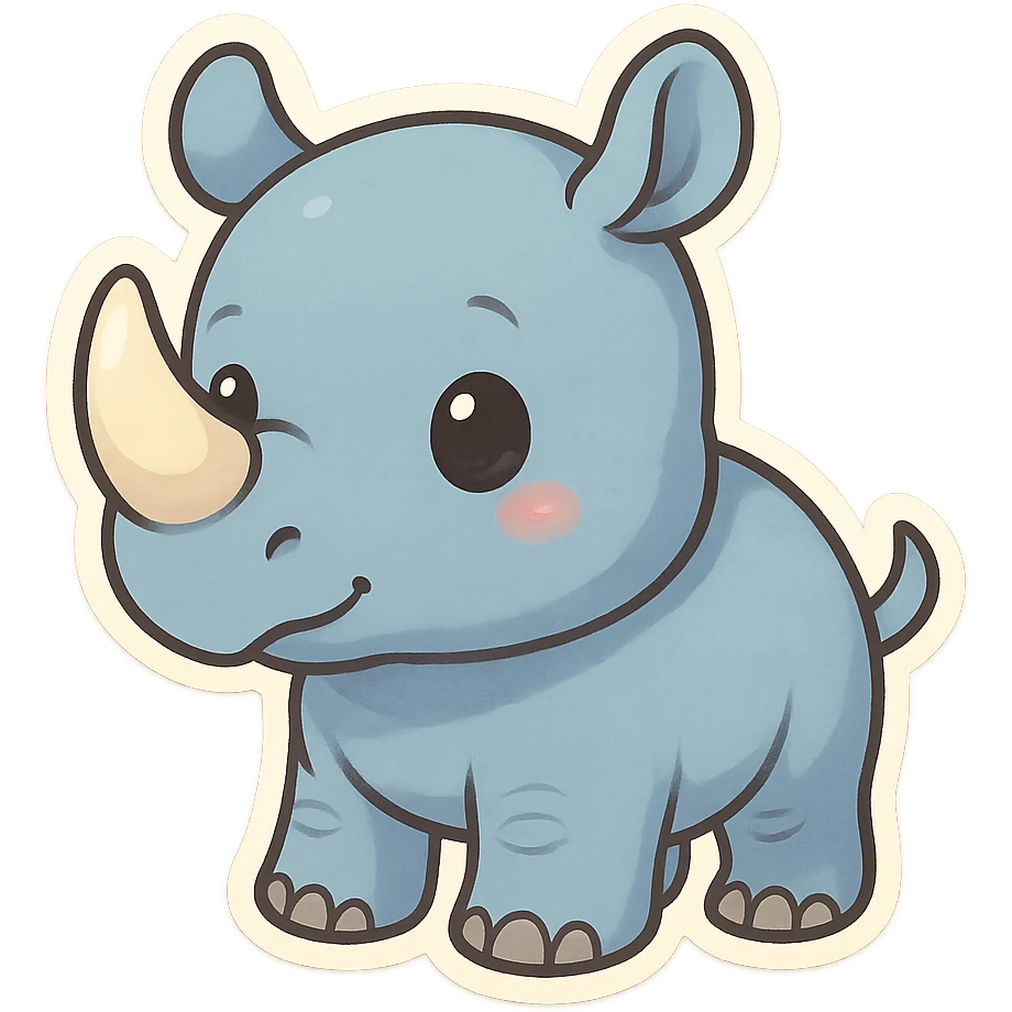 cute blue baby rhinoceros emoji