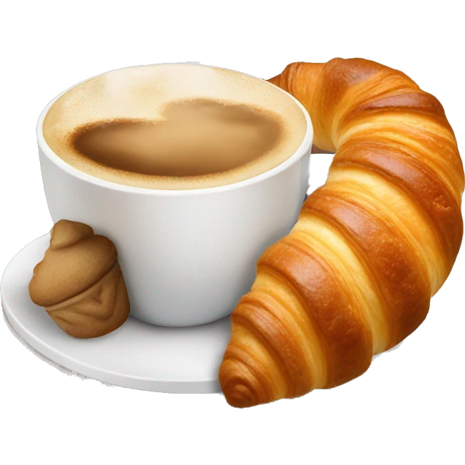 Cup of cappuccino with croissant emoji