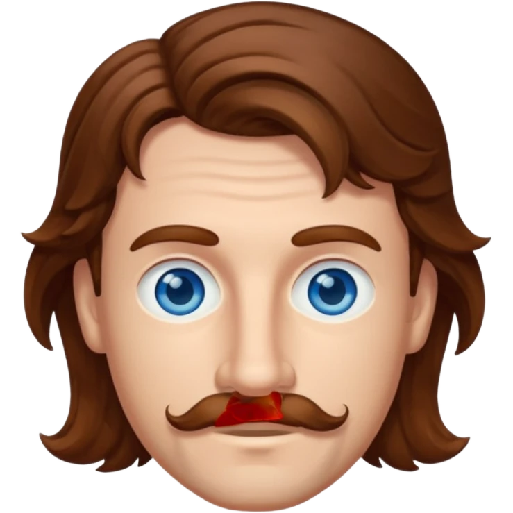 Benson Boone (b.2002) blue eyes, brown wavy hair and thin mustache emoji