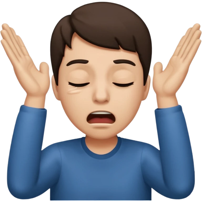 Face with eyes closed and mouth open and frowning with hands facing up in despair  emoji