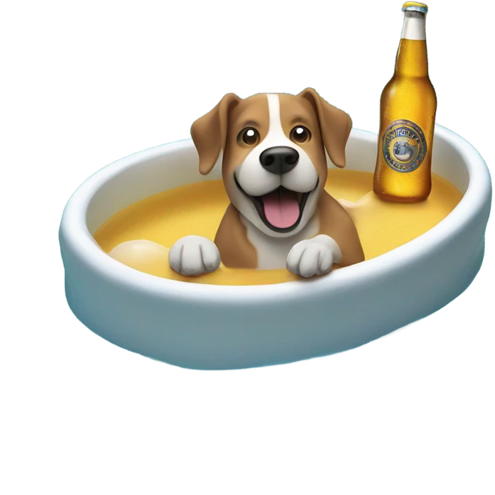 Dog swimming in a pool filled with beer emoji