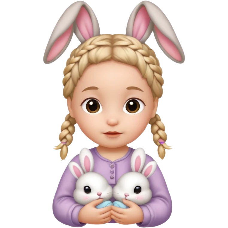 bunny ear accessory wearing baby braided hair emoji