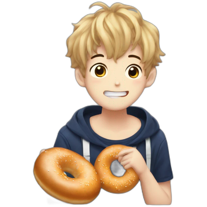 félix from stray kids eating a bagel emoji
