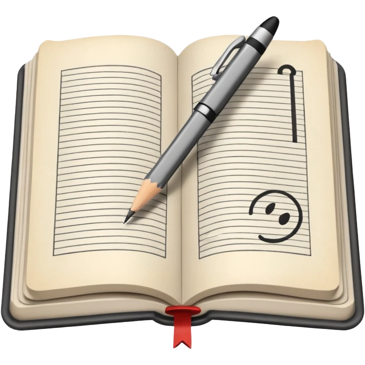pen book with a pencil in the margins emoji