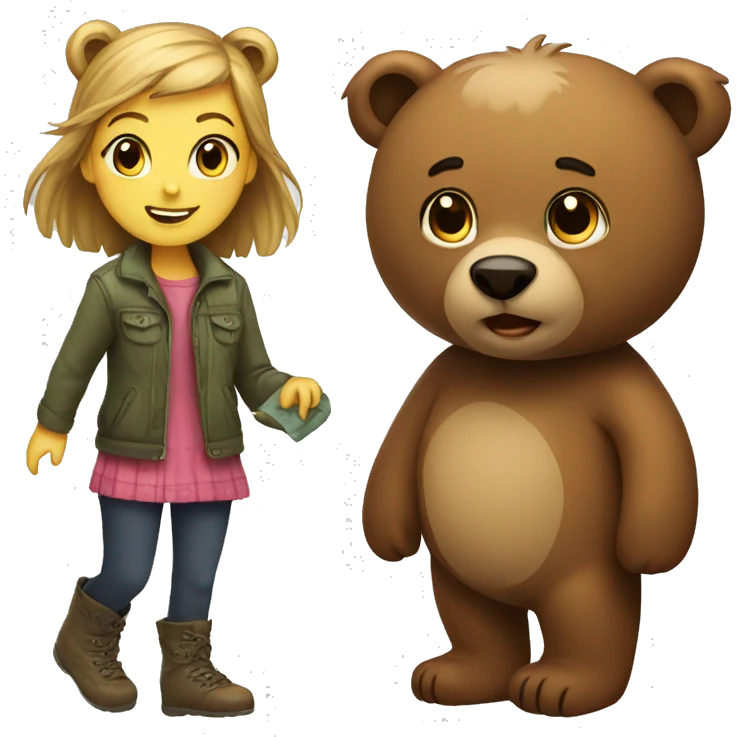 Bear and girl emoji