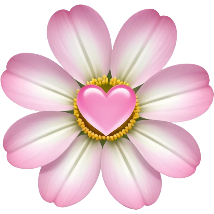 white flower with mini pink heart center emoji