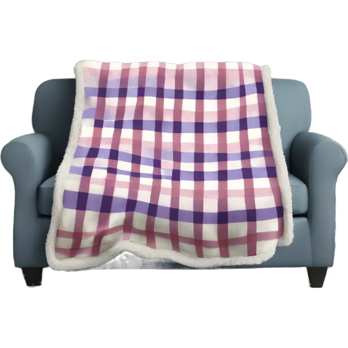 Plaid throw blanket on plush couch emoji