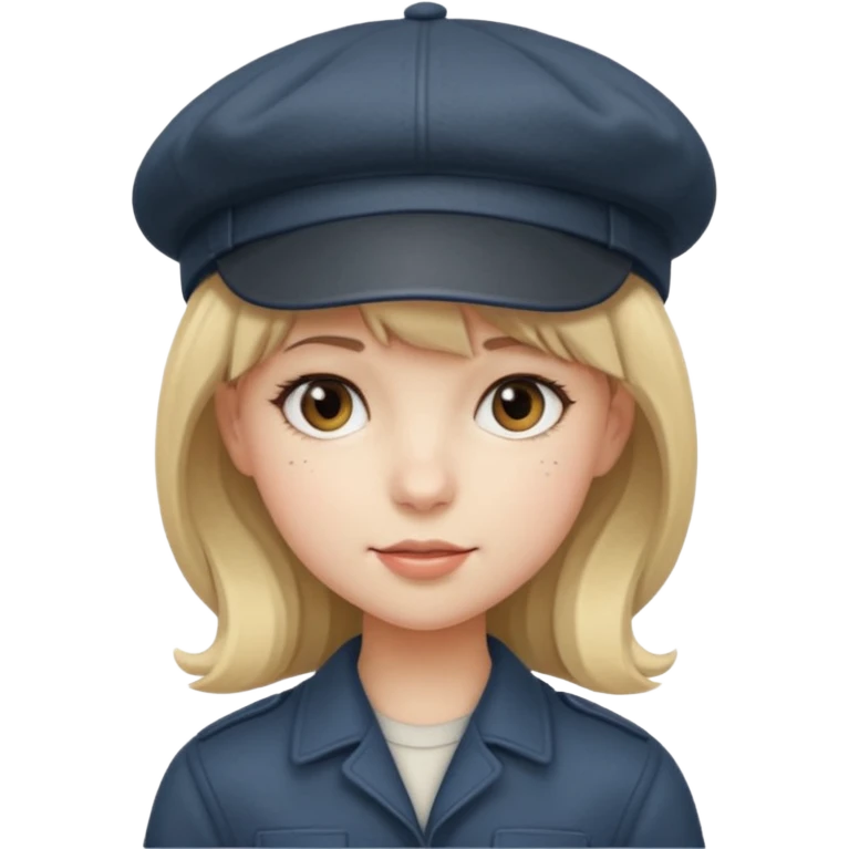 pinterst girl with heavy bang and newsboy cap on her hat emoji