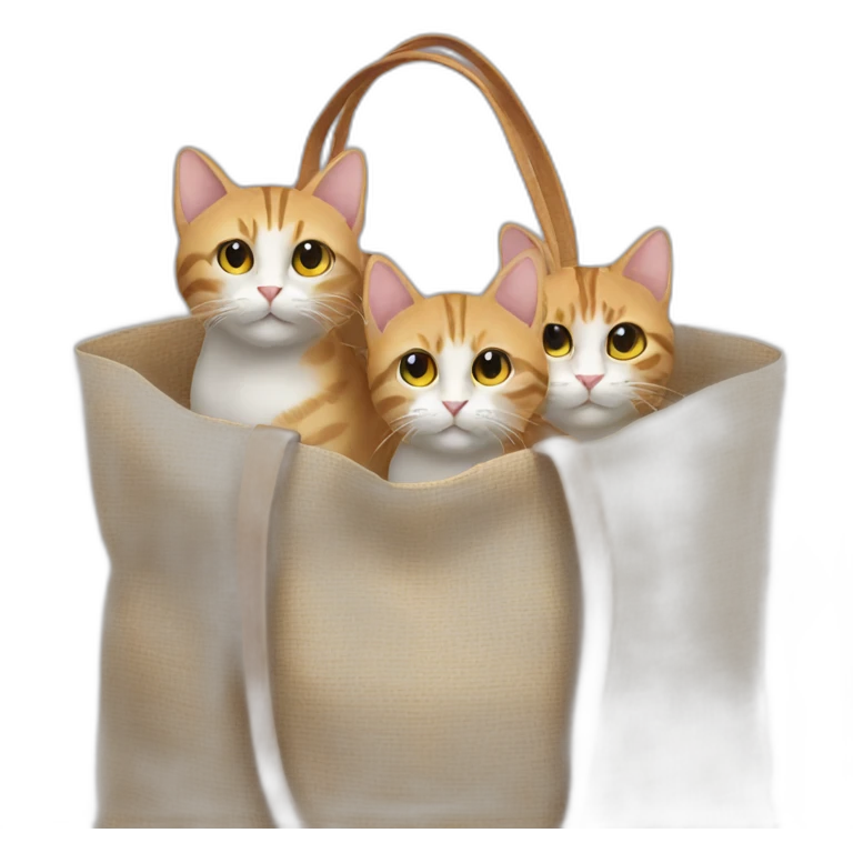 3 cats in bag emoji