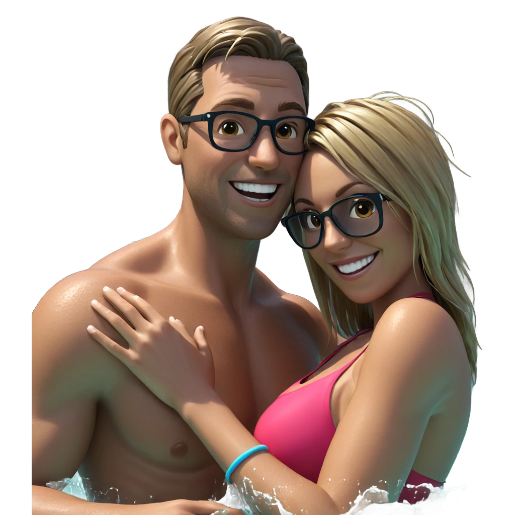 couple enjoying water fun emoji