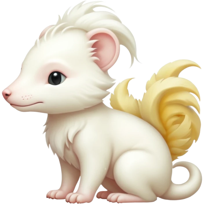 Plain albino soft smooth silky pale light pastel white glorious divine exotic cute cool beautiful beautiful fantasy-caracal-civet-genet-sergal-vernid-Cacomistle-Trico-oncilla-animal-Fakémon-hybrid-fursona (full body) emoji
