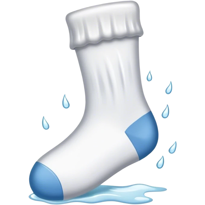 A wet and dirty white sock emoji