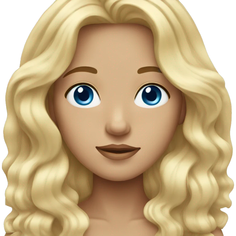 Blond girl wavy hair blue eyes emoji