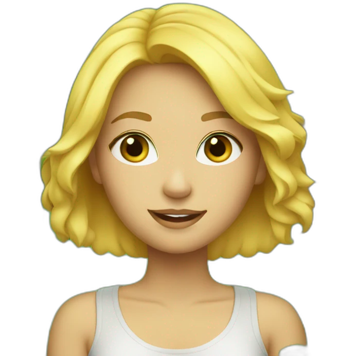 Blond beauty near a green bush emoji