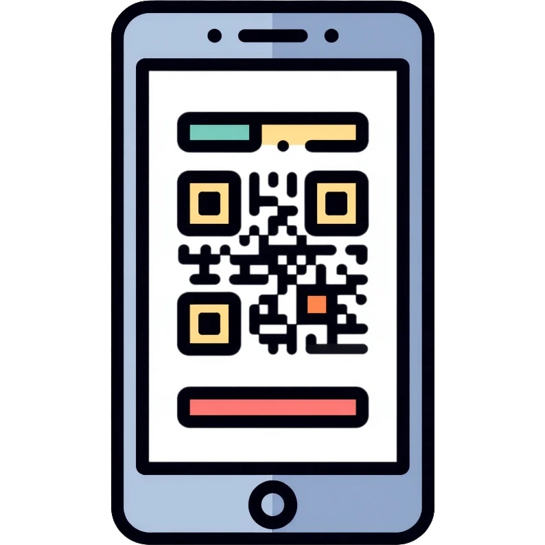 smartphone with QR code displayed on screen emoji