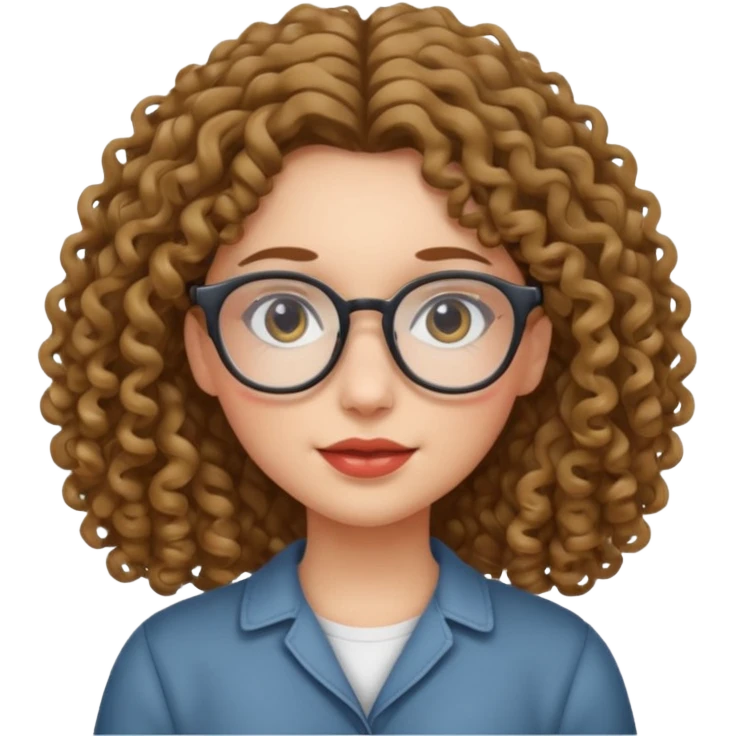 una chica con rizos y el cabello suelto con gafas emoji