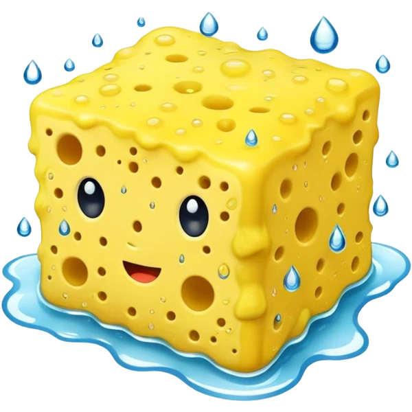 yellow squeezed sponge with water dripping out emoji