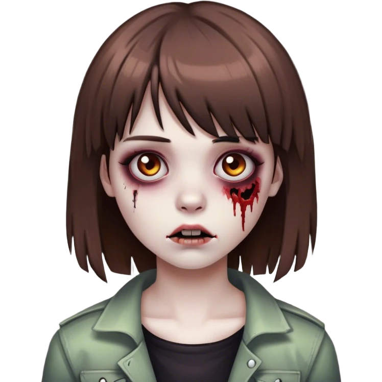 garota zumbi de cabelo castanho e franjinha emo  emoji