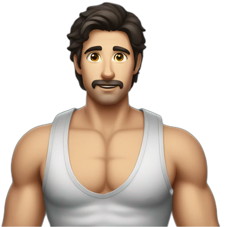 handsome mathematician with dark hair in boxers emoji