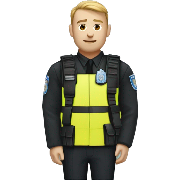 policeman black bullet proof vest helmut lang emoji