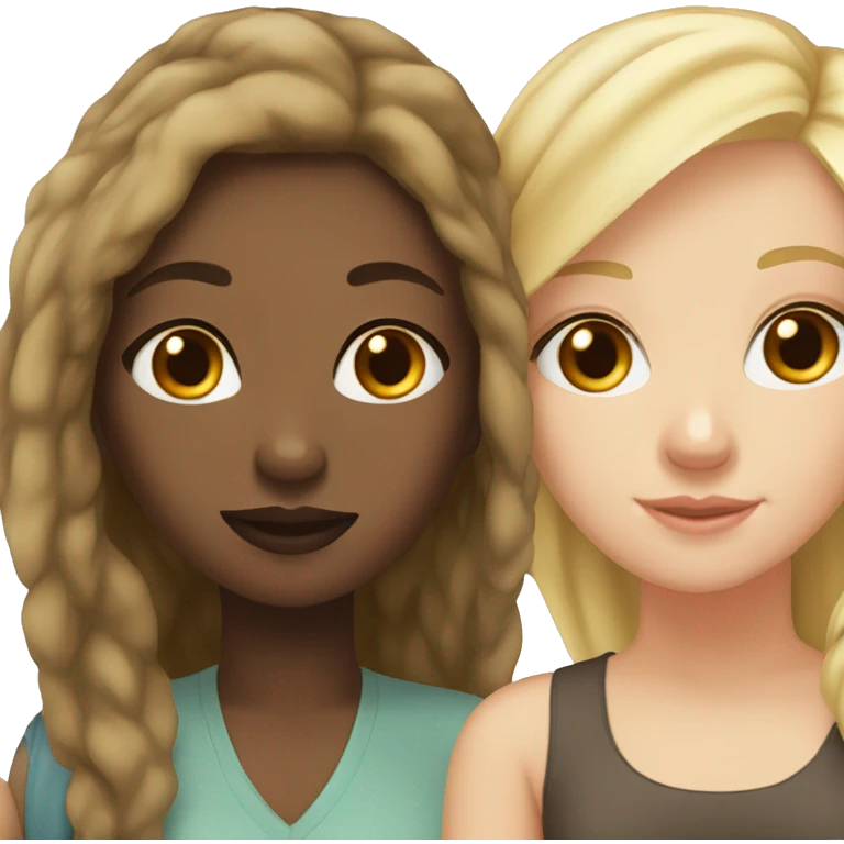black girl brown hair and blonde white girl best friends emoji