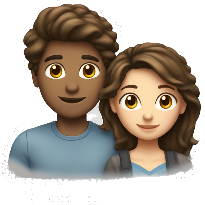Love couple brunnete girl and boy emoji