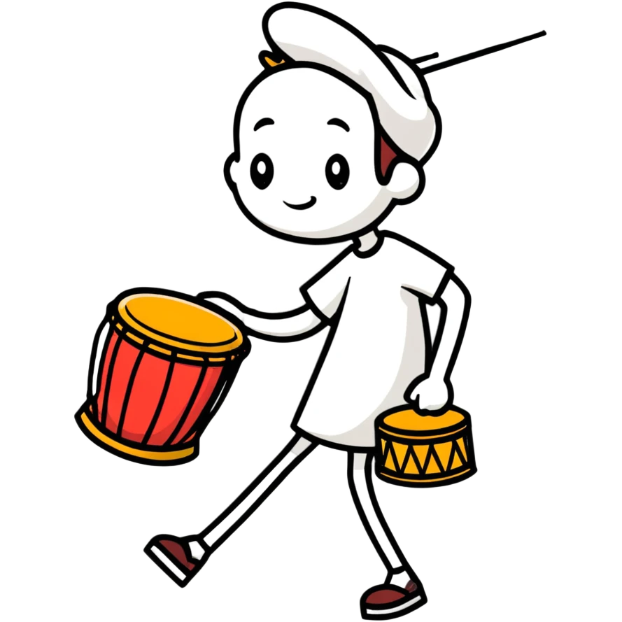 Person walking with a drum making wake up calls at dawn emoji