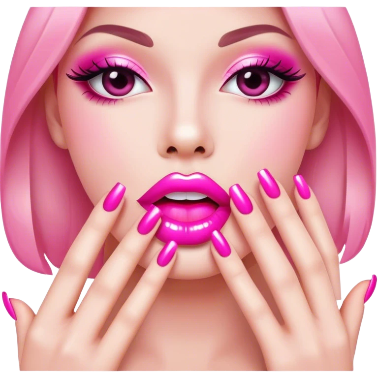 Pink lips with pink nails emoji