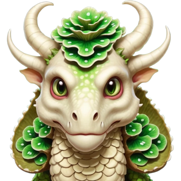 poisonous mushroom dragon beast portrait, head and shoulders only, face covered in mushroom plates, glowing green spores, fungal horns, mushroom cap scales, fantasy creature, 3D cartoon, mobile game icon style, clean background, no text, no watermark

 emoji