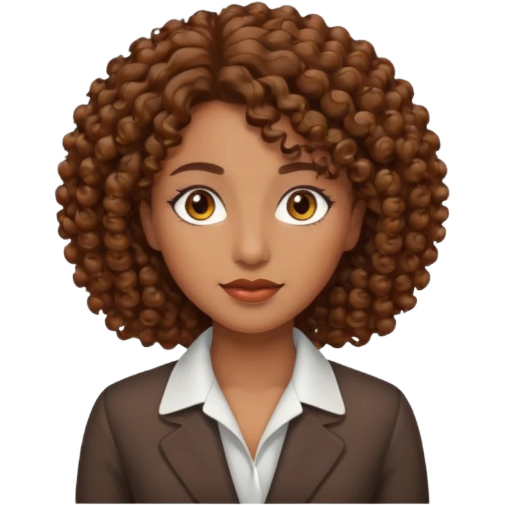 professional, curly broen lady with ghazel eyes emoji