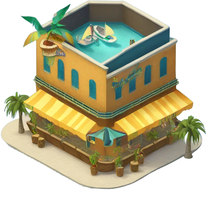 Margaritaville restaurant, exterior isometric view emoji