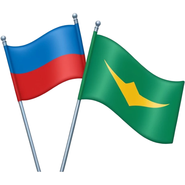 bandera mitad superior, azul y mitad inferior verde con una rueda de carruaje roja en el centro emoji