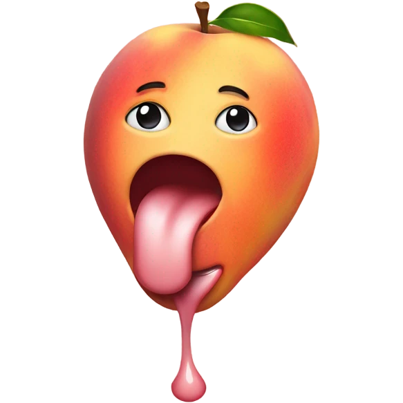Emoji licking a peach emoji