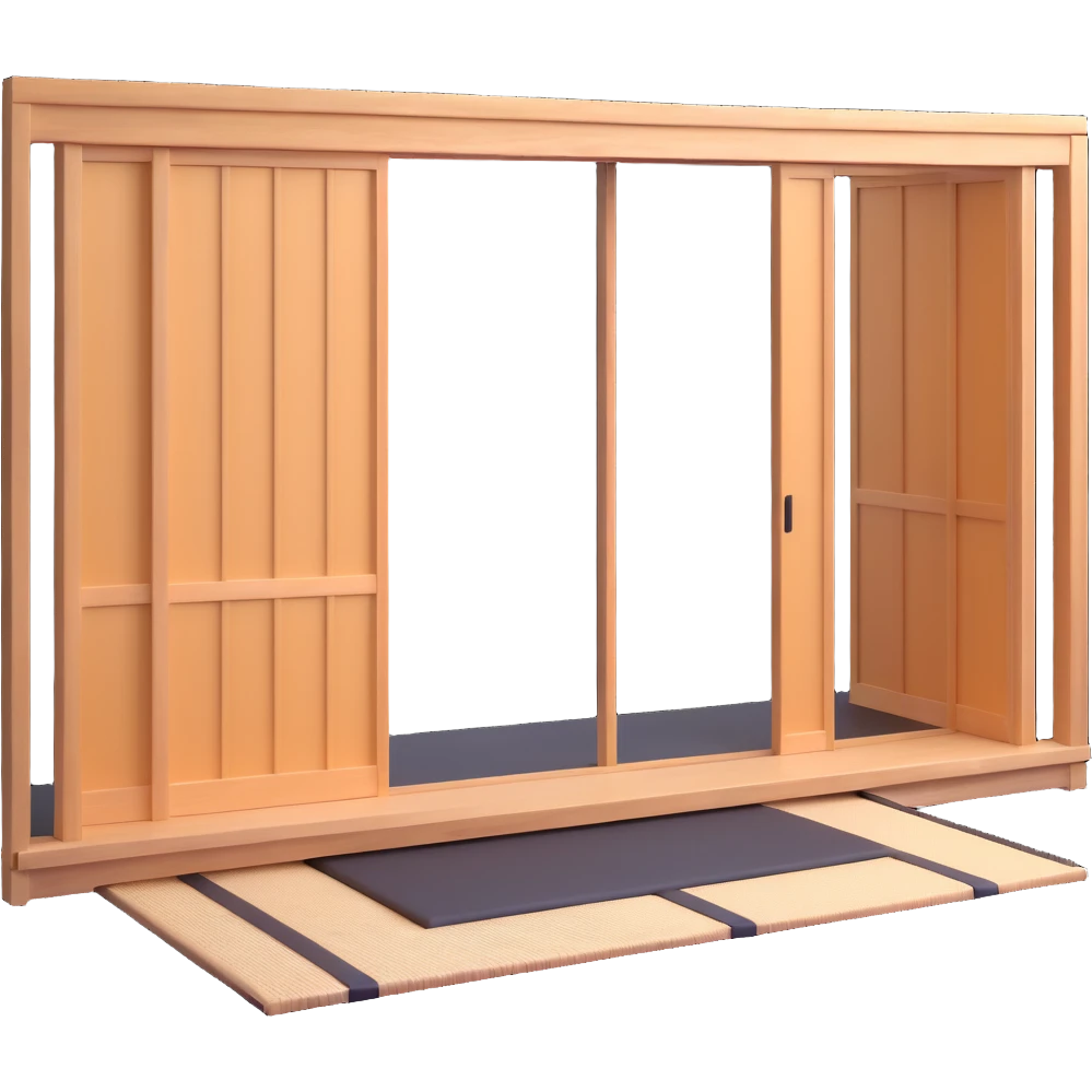 traditional Japanese house with wooden structure, sliding shoji doors, and tatami mat flooring emoji