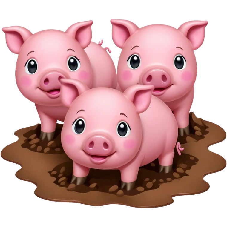 3 piggies in mud  emoji
