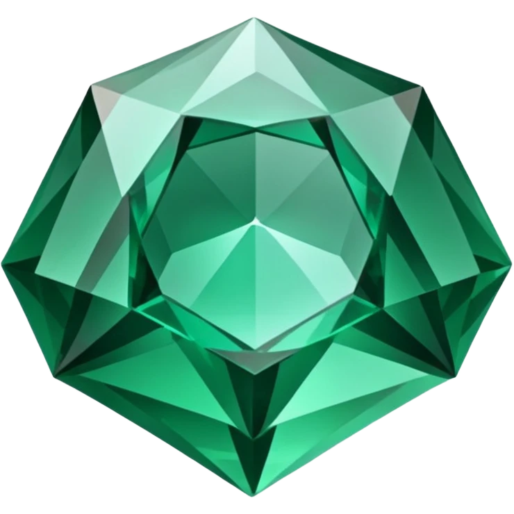hyperrealistic, detailed, emerald gemstone,  displayed in a hexagonal crystal structure, the background to be transparent  emoji