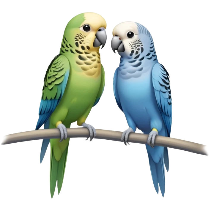 Pair of parakeets, one blue and one grey emoji