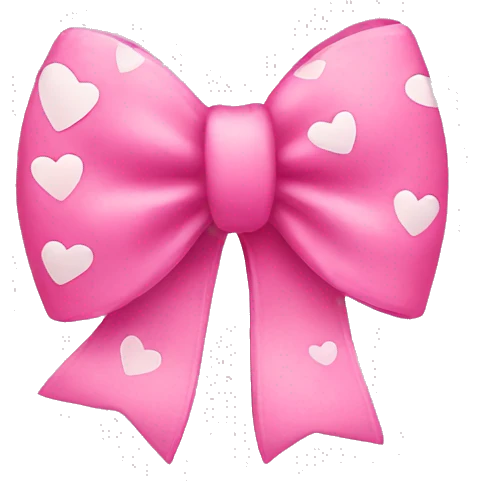 pink bow with hearts emoji