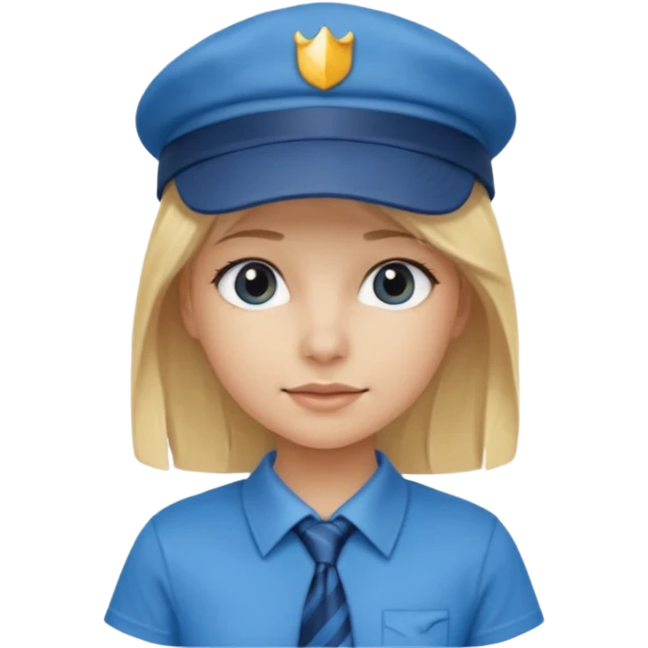 bloande girl with tshirt blue tie and cap emoji