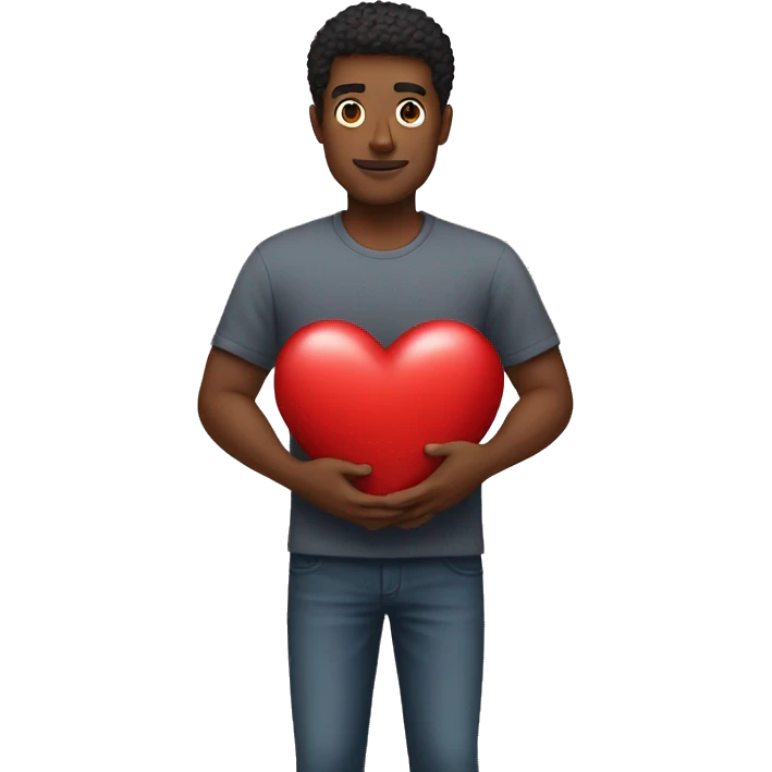 Man holding a massive heart  emoji