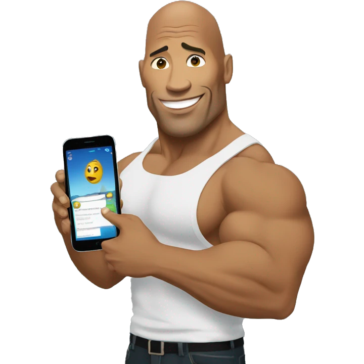 the rock holding a mobile phone emoji