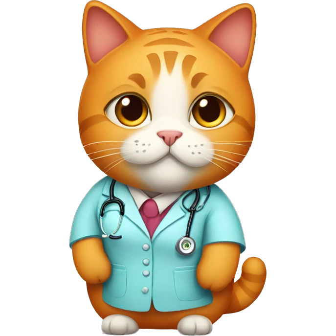 Fat orange cat dressed as a female doctor emoji