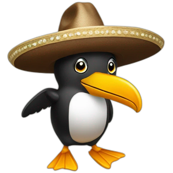 Pingouin with sombrero in a bar  emoji