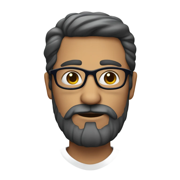 Hombre con barba y lentes azules, sin pelo  emoji