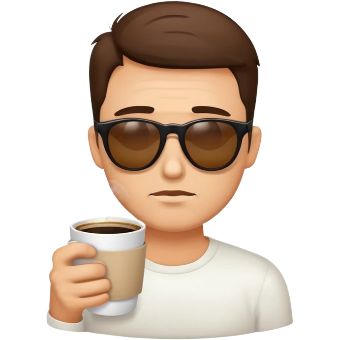 Tired guy with coffee cup and sunglasses  emoji